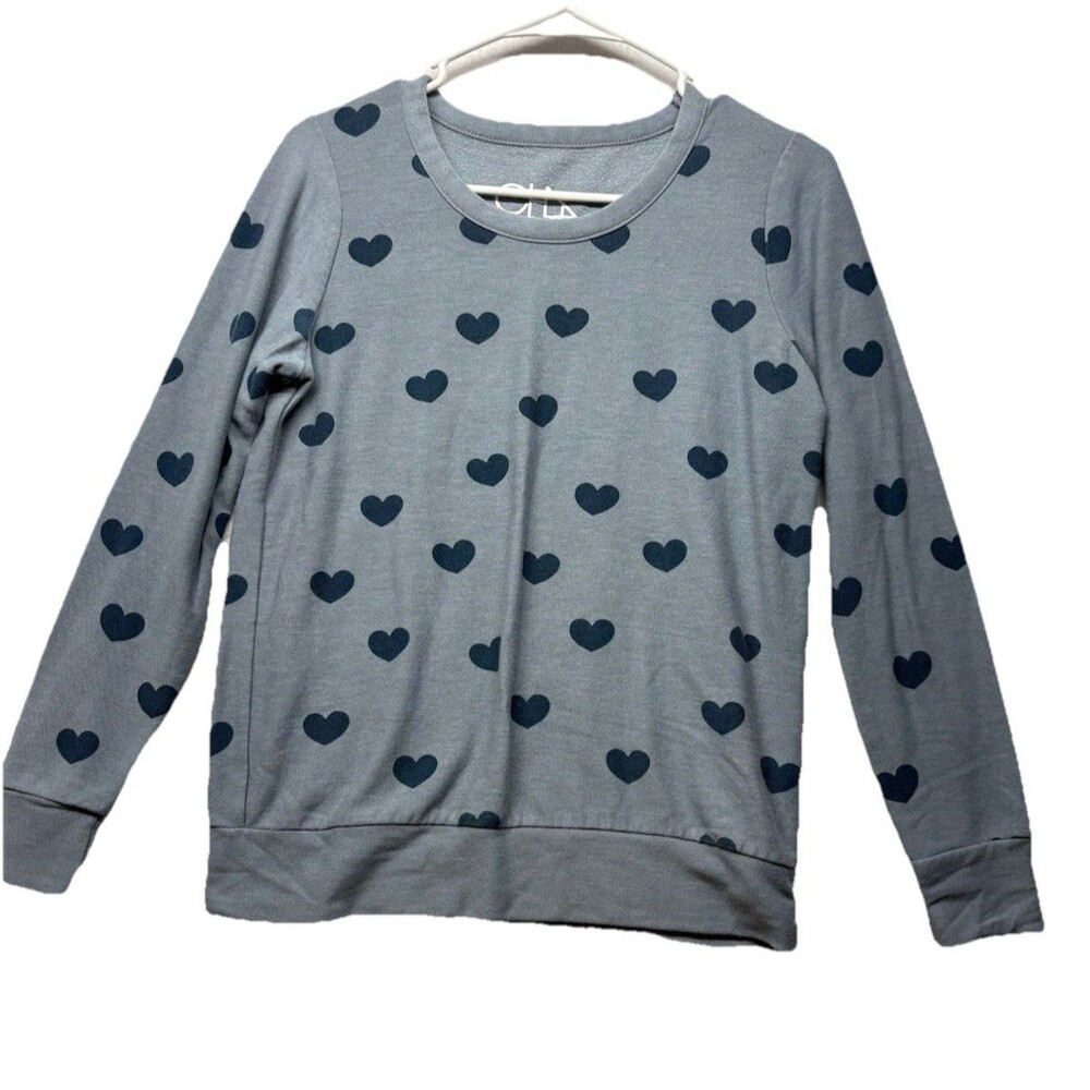 Chaser Blue Heart Ladies Crewneck Sweatshirt Size Small